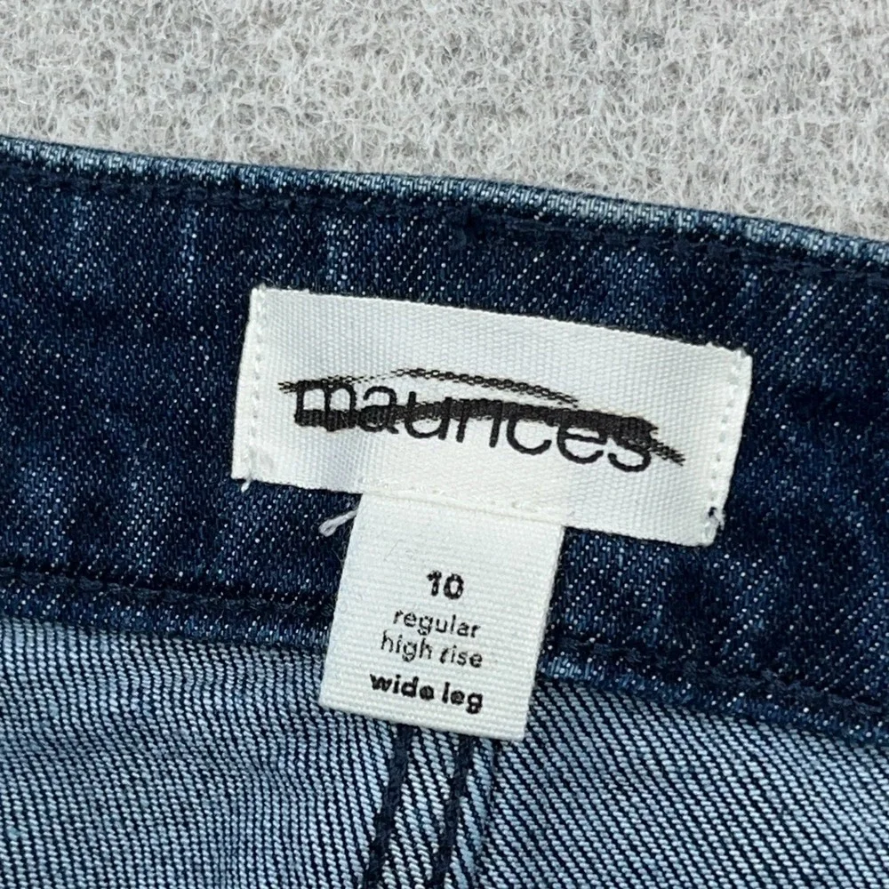 Maurices Jeans Women 1o Baggy Wide Leg High Rise Dark Wash Denim Regular Fit
